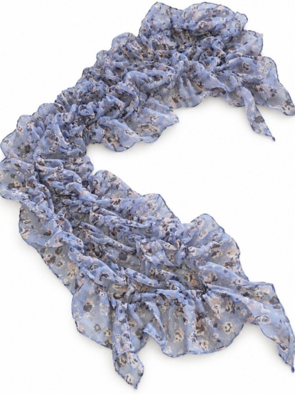 Sheer Floral Ruched Ruffle Scarf | Romantic Layering Accessory